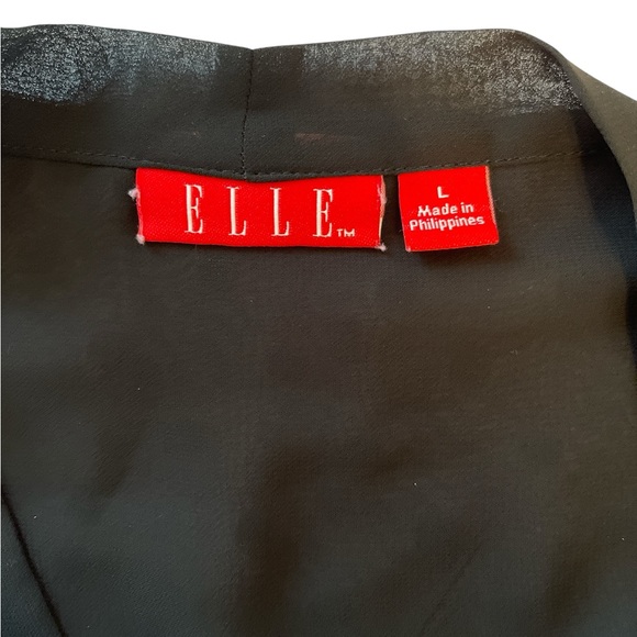 Elle Sheer Black Blouse with Bow Size Large - Picture 8 of 13